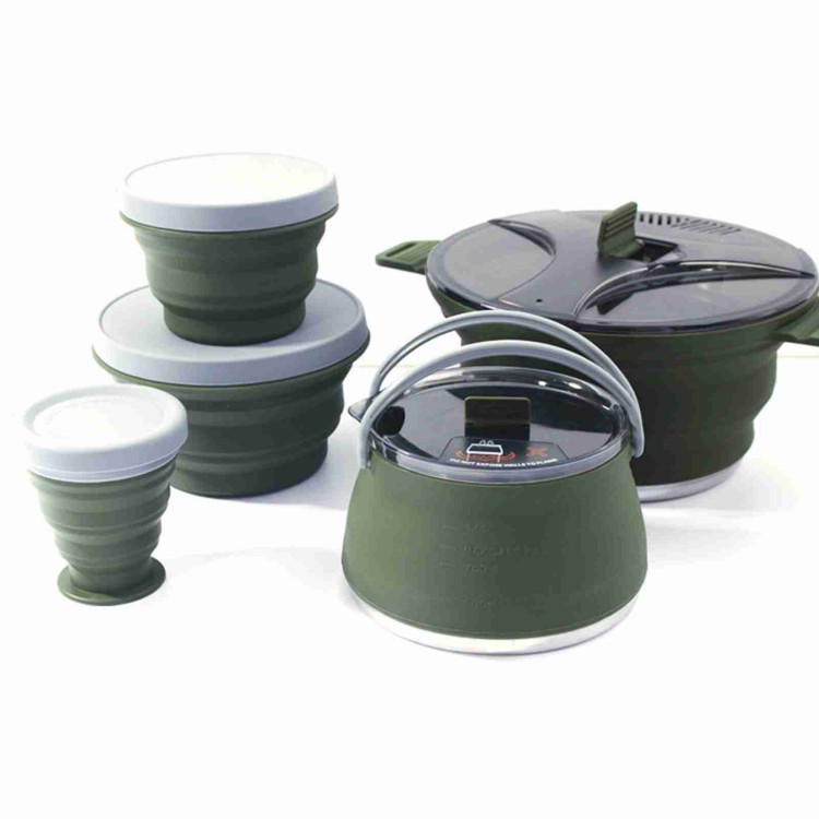 Camping Cooking Set Compact - Conjunto de panelas dobráveis portátil compacto